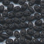 Superduo, schwarz matt, Inhalt 20 g, Gr&ouml;&szlig;e 5 x 2,5 mm, Twin-Beads
