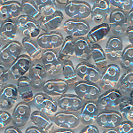 Superduo, light-grau klar l&uuml;ster, Inhalt 20 g, Gr&ouml;&szlig;e 5 x 2,5 mmTwin-Beads