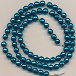 Wachsperlen metallic blau, Inhalt 80 Stück, Größe 6 mm, Glasperlen
