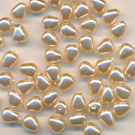 Wachsperlen light perlmutt, Inhalt 55 Stück, Größe 7 x 6 mm, Glasperlen, Tropfen