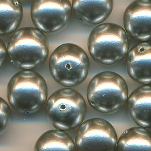 Wachsperlen silber grau, Inhalt 10 Stück, Größe 10 mm, Glasperlen