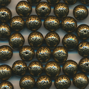 Wachsperlen gold schwarz getupft, Inhalt 40 Stück, Größe 10 mm, Glasperlen