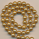 Wachsperlen brokat gold, Inhalt 50 St&uuml;ck, Gr&ouml;&szlig;e 9 mm, Glasperlen