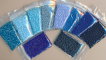 Wundert&uuml;te Rocailles blau, Inhalt 100 g, 5-8 T&uuml;ten pro Pack, Glas sortiert wechselnd