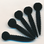 Jet-Perlen schwarz , Inhalt 12 Stück, Vintage, 3-Loch, Größe 34 x 9 mm