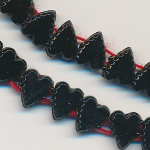 Jet-Perlen schwarz, Inhalt  44 St&uuml;ck, Vintage, 2-Tunnel, geschliffen, Gr&ouml;&szlig;e 6,5 x 6 mm