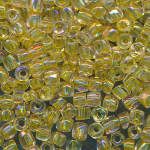 Rocailles gelb rainbow AB, 20 Gramm, Gr&ouml;&szlig;e 11/0 facettiert echte-alte Cut-Perlen