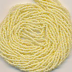 Rocailles lilien-gelb lüster, Inhalt 10 g, Größe 14/0, sehr fein antik Strang