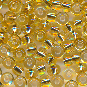 Rocailles messing-gold Silbereinzug, Inhalt 18 g, Gr&ouml;&szlig;e 6/0