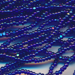 Cut-Perlen kobalt-blau rainbow transparent, Inhalt 13,5 g, antik, Größe 13/0, Strang, AB