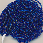 Cut-Perlen azur-blau transparent, Inhalt 13 g, antik, Gr&ouml;&szlig;e 13/0, Strang