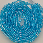Cut-Perlen see-blau transparent, Inhalt 14 g, Größe 14/0, antik Strang
