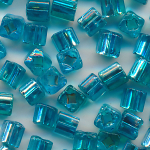 Würfel-Perlen aqua-blau Silbereinzug, Inhalt 20 g, Größe 4 mm