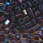 Hexa-Cut-Perlen dark violett rainbow, Inhalt 20 g, Gr&ouml;&szlig;e 10/0