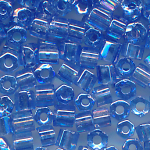 Hexa-Cut-Perlen blau transparent lüster, Inhalt 20 g, Größe 10/0