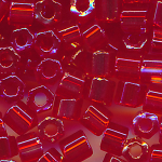 Hexa-Cut-Perlen rot rainbow, Inhalt 20 g,...
