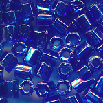 Hexa-Cut-Perlen blau transparent lüster, Inhalt 20 g,...