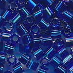 Hexa-Cut-Perlen dunkel-blau Silbereinzug, Inhalt 20 g,...