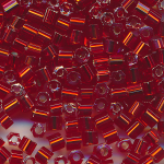 Hexa-Cut-Perlen rot Silbereinzug, Inhalt 20 g, Gr&ouml;&szlig;e 11/0