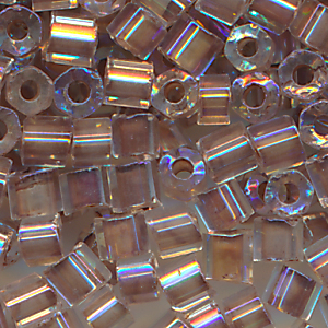 Hexa-Cut-Perlen kristall braun rainbow, Inhalt 20 g, Gr&ouml;&szlig;e 14/0