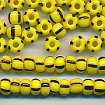 Rocailles gelb-schwarz, 20 Gramm, Größe 6,0 mm gestreift