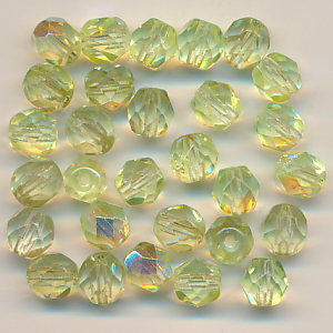 Facettenperlen light grün kristall rainbow, Inhalt 16 Stück, Größe 6 mm