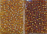 Rocailles Ton in Ton, gold-braun Silbereinzug, Gr&ouml;&szlig;e 6/0, Inhalt 32 g