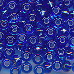 Rocailles, Glasperlen, royal-blau Silbereinzug