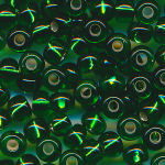 Rocailles, Glasperlen, dunkel-grün Silbereinzug