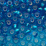 Rocailles, Glasperlen, ocean-blau Silbereinzug
