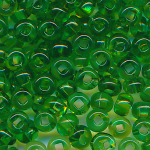 Rocaillesperlen transparent smaragd-grün, Indianerperlen