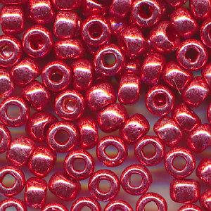 Rocailles fuchs-rot metallic, Größe 8/0  (3,0 mm), 100 Gramm