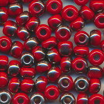Rocailles rot Silberüberzug, Größe 2/0  (6,0 mm), 20 Gramm