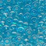 Rocailles aqua-blau klar rainbow, Größe 10/0  (2,3 mm), 20 Gramm