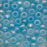 Rocailles Glasperlen, ocean-blau rainbow klar matt, Größe 2/0  (6,0 mm), 100 Gramm