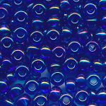 Rocailles nacht-blau klar rainbow, Größe 11/0  (2,1 mm), 100 Gramm