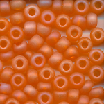 Rocailles matt orange rainbow, Größe 4/0  (5,0 mm), 100 Gramm