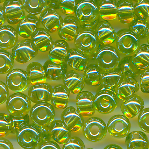 Rocailles lüster klar mai-grün, Größe 4/0  (5,0 mm), 100 Gramm