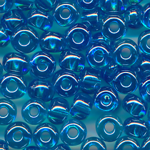 Rocailles lüster klar aqua-blau, Größe 11/0  (2,1 mm), 100 Gramm