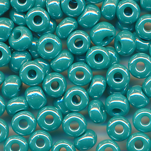 Rocailles lüster opak türkis, Größe 6/0  (4,0 mm), 100 Gramm
