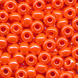 Rocailles lüster opak blut-orange, Größe 8/0  (3,0 mm), 100 Gramm