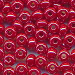 Rocailles lüster opak rot, Größe 6/0  (4,0 mm), 100 Gramm
