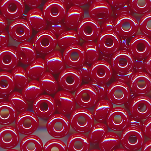 Rocailles lüster opak karmin-rot, Größe 6/0  (4,0 mm), 100 Gramm