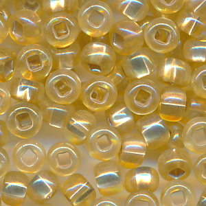 Rocailles Glasperlen, hell-gold rainbow, Größe 6/0  (4,0 mm), 100 Gramm