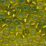 Rocailles flaschen-grün Silbereinzug, Größe 5/0  (4,5 mm), 100 Gramm
