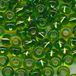 Rocailles grün Silbereinzug, Größe 8/0  (3,0 mm), 100 Gramm