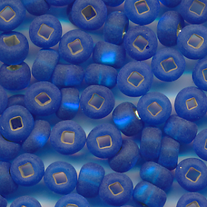 Rocailles matt tinten-blau Silbereinzug, Größe 5/0  (4,5 mm), 20 Gramm
