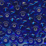 Rocailles dunkel-blau Silbereinzug, Größe 6/0  (4,0 mm), 100 Gramm