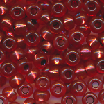Rocailles dark granat-rot Silbereinzug, Größe 8/0  (3,0 mm), 100 Gramm
