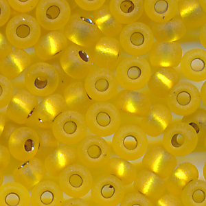 Rocailles matt gold Silbereinzug, Größe 9/0  (2,6 mm), 100 Gramm